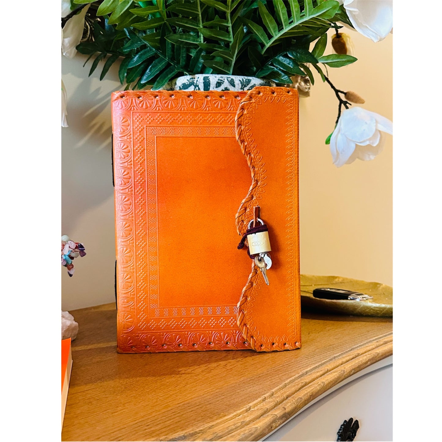 Handmade Leather Writing Orange Leather Journal