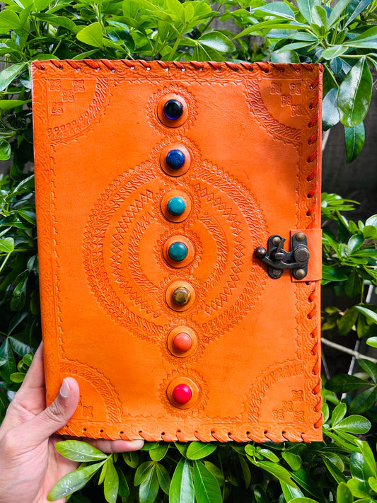 Seven Stone Chakra Leather Journal A4 Size