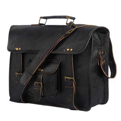 Leather Laptop Black Messenger Satchel Bag