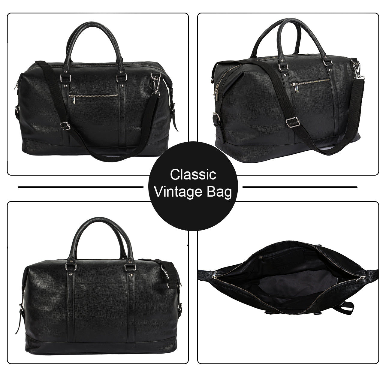 Weekender Travel Black Duffle Bag
