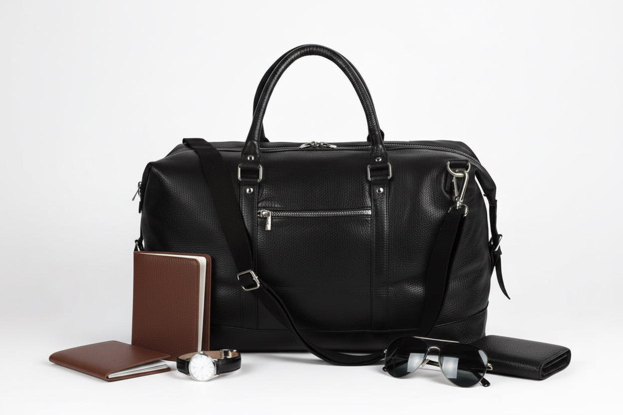 Weekender Travel Black Duffle Bag