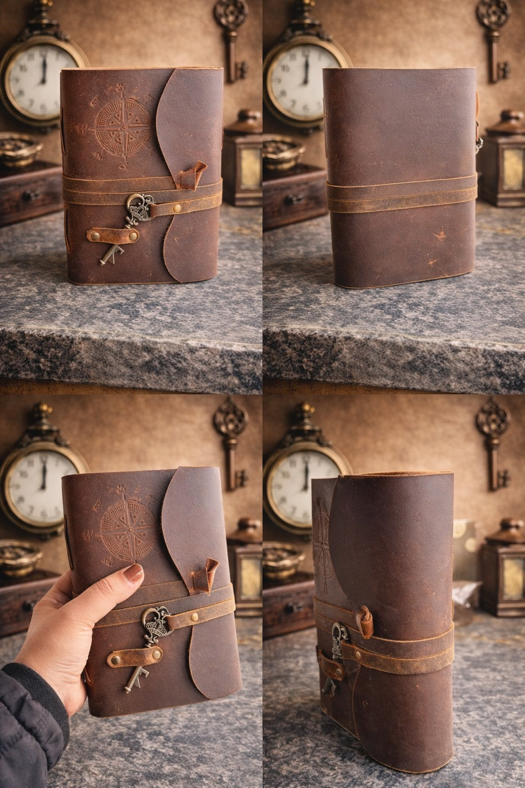 Compass Leather Deckle Journal