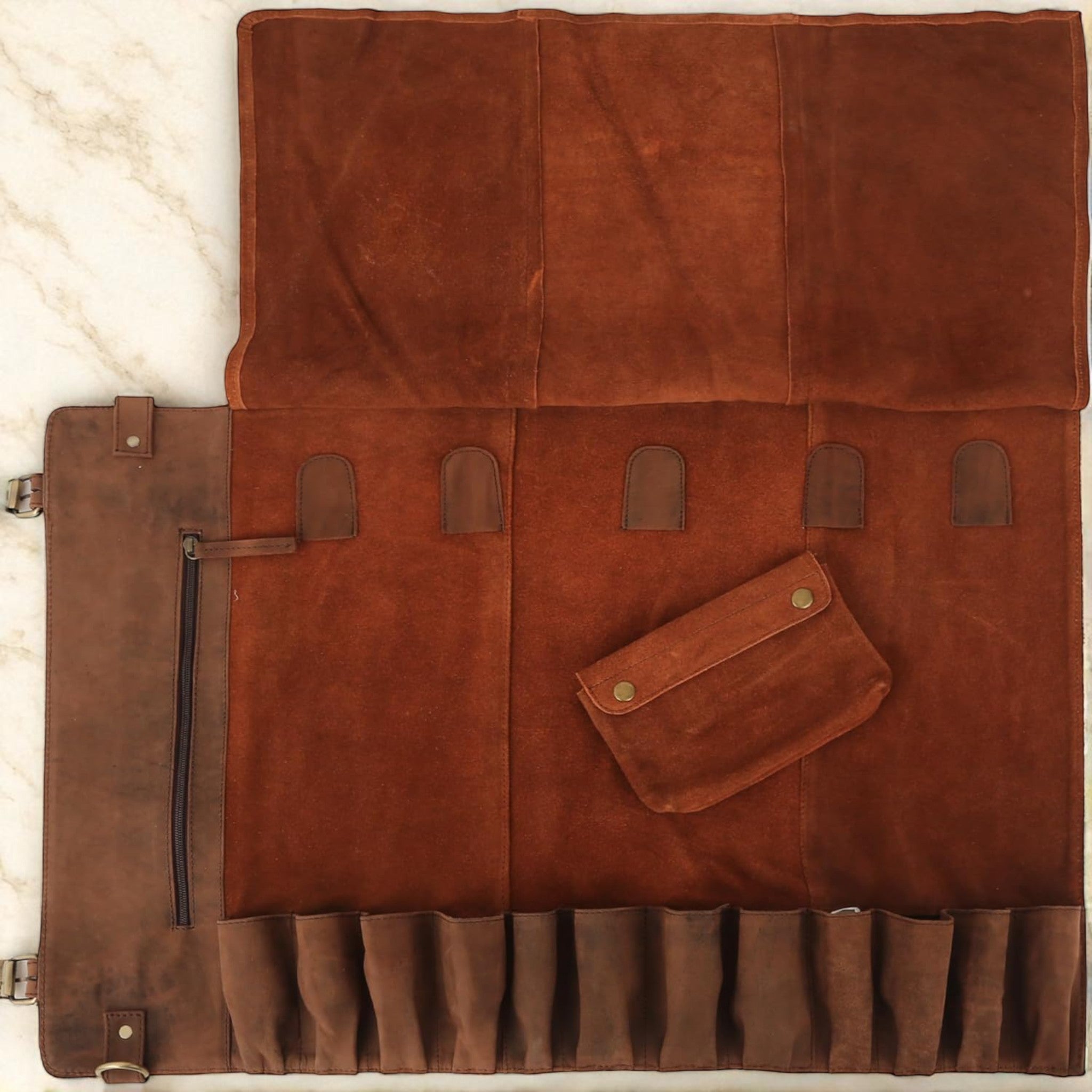 Buffalo Leather Chef's Knife Roll Set