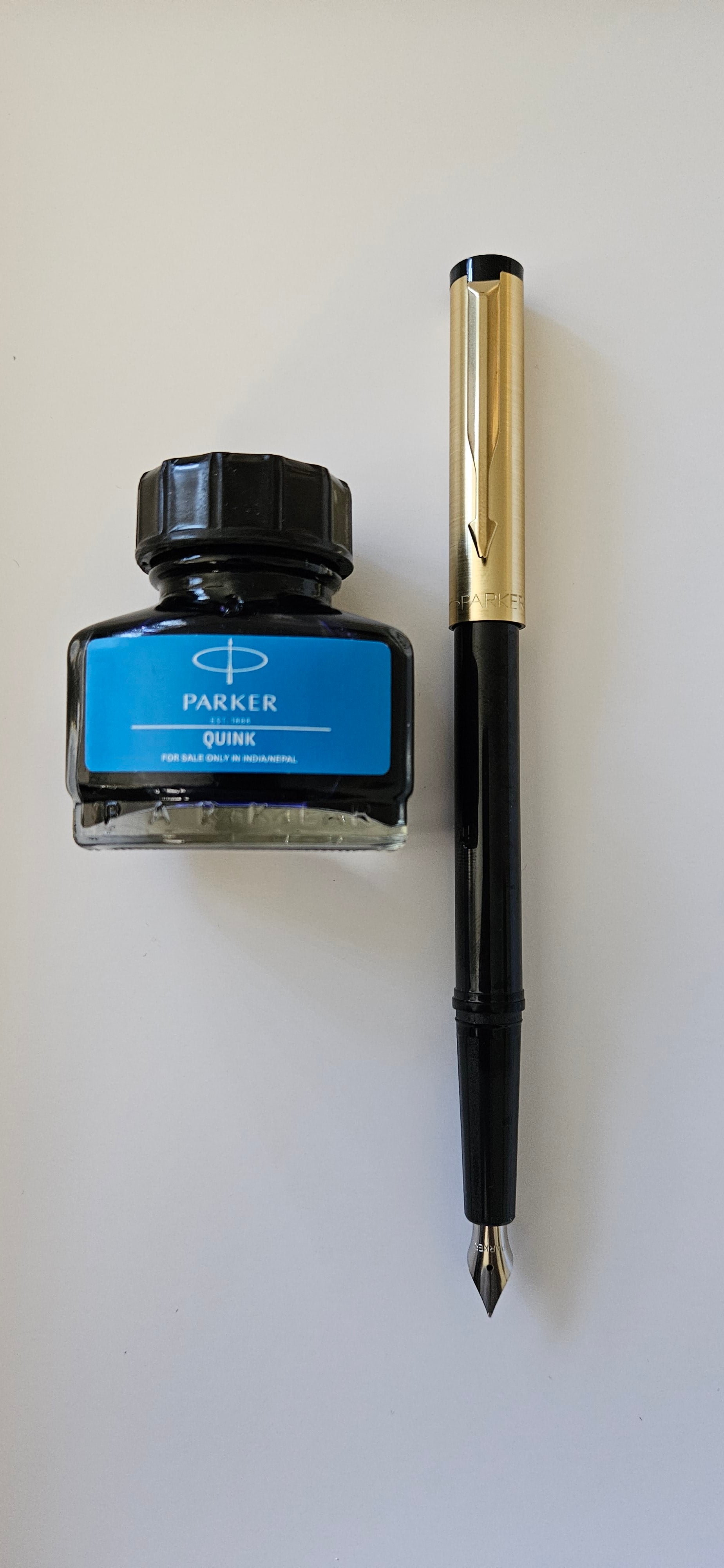 Parkers fountain pen and ink bottle