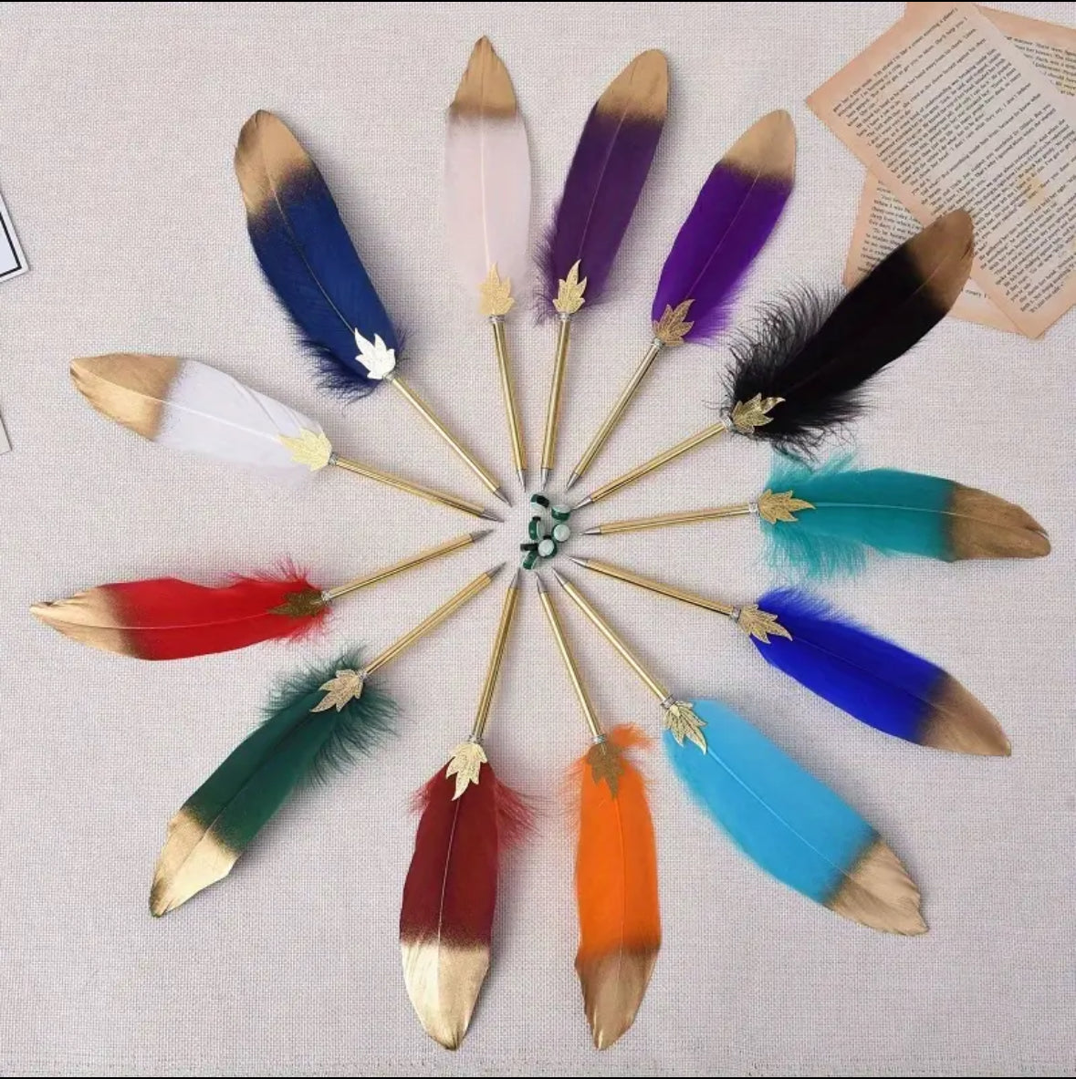 Unique Feather Ballpoint Pen : Prefect for writing on Journal