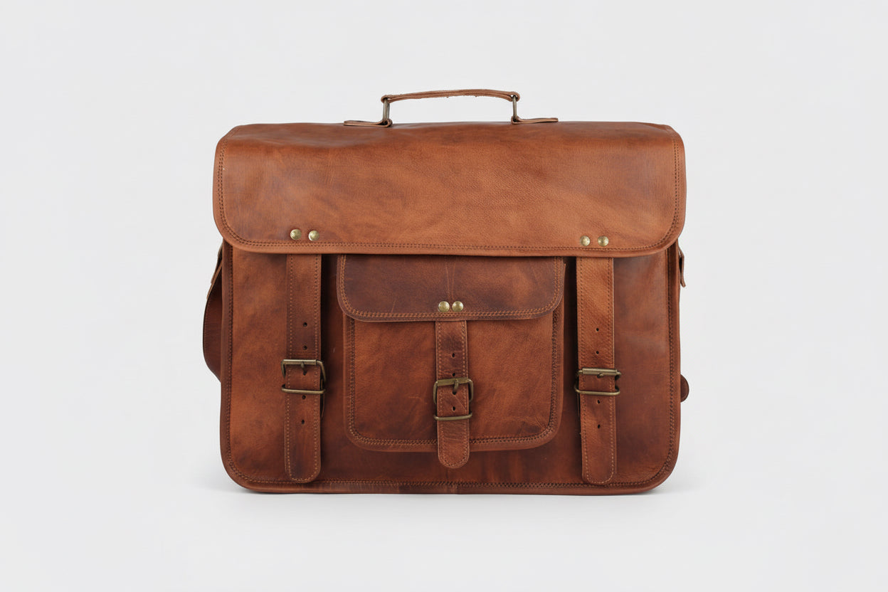 Leather Laptop Satchel Messenger Bag