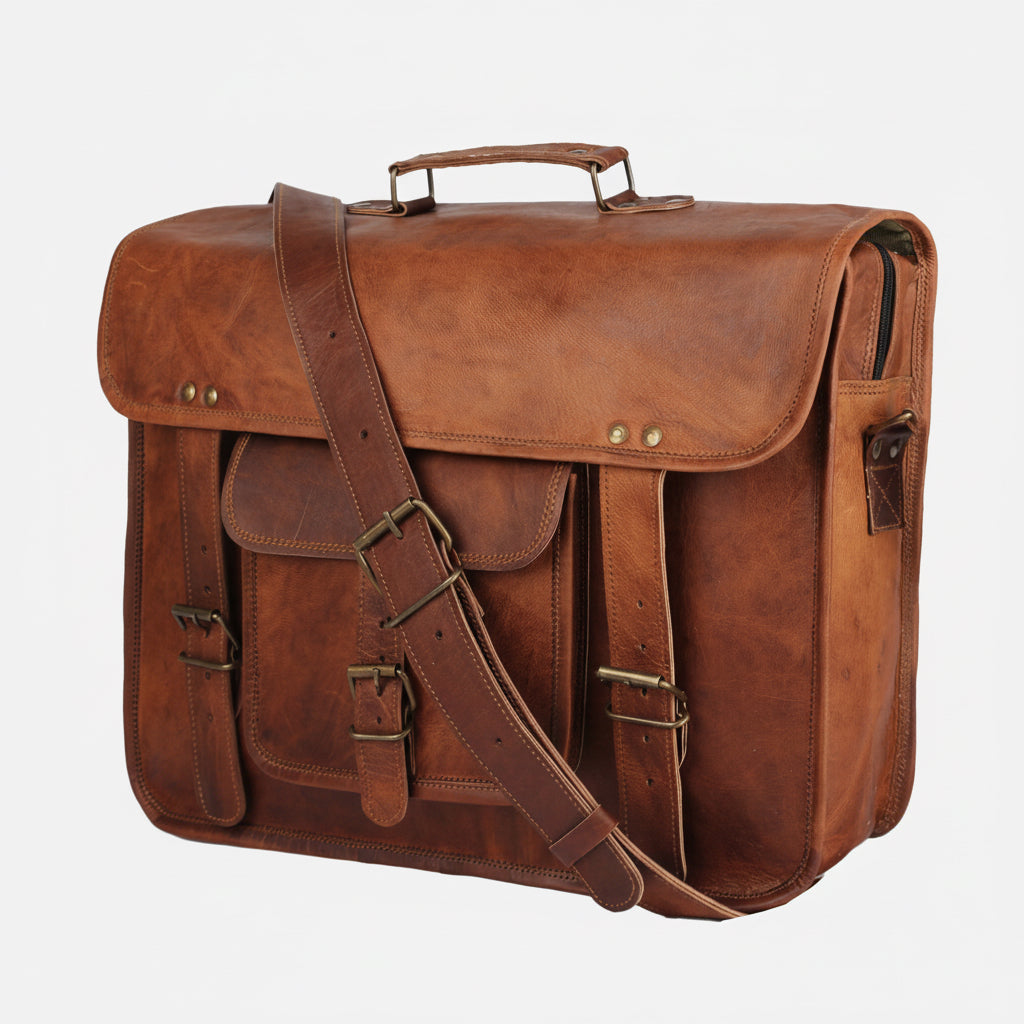 Leather Laptop Satchel Messenger Bag