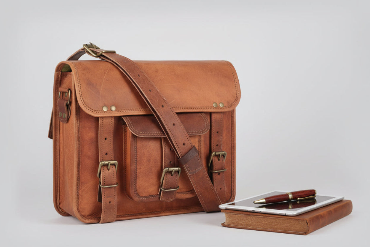Leather Satchel Messenger Bag