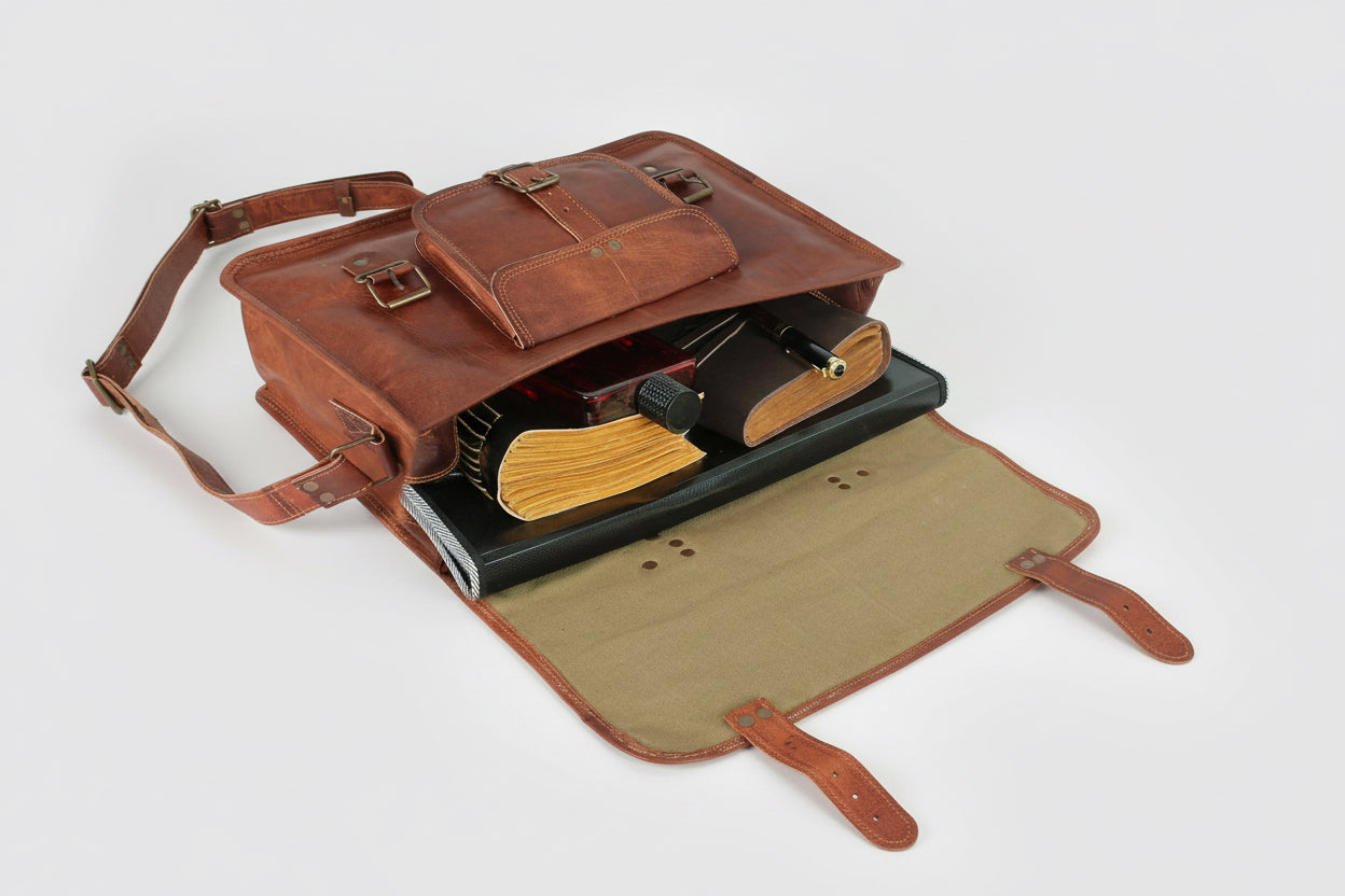 Leather Laptop Satchel Messenger Bag