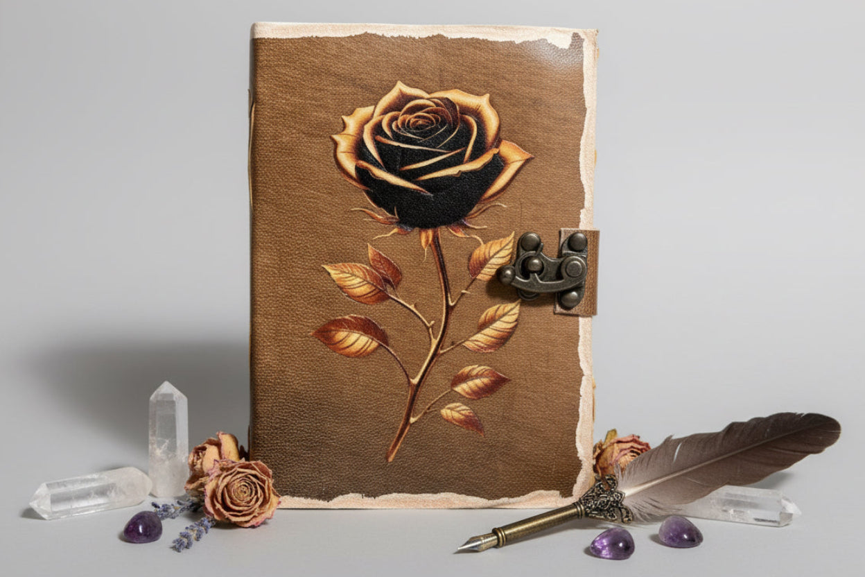 Rose Deckle Leather Journal