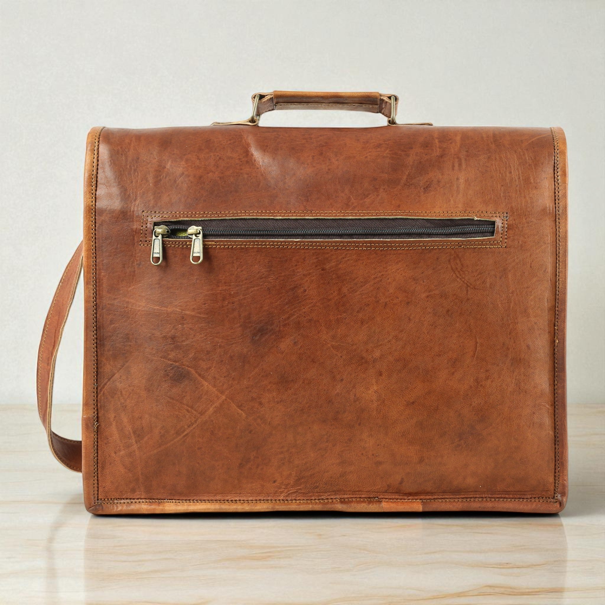 Full Grain Leather Laptop Satchel Messenger Bag