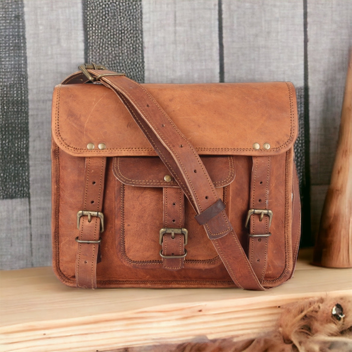 Genuine Leather Satchel Messenger Bag
