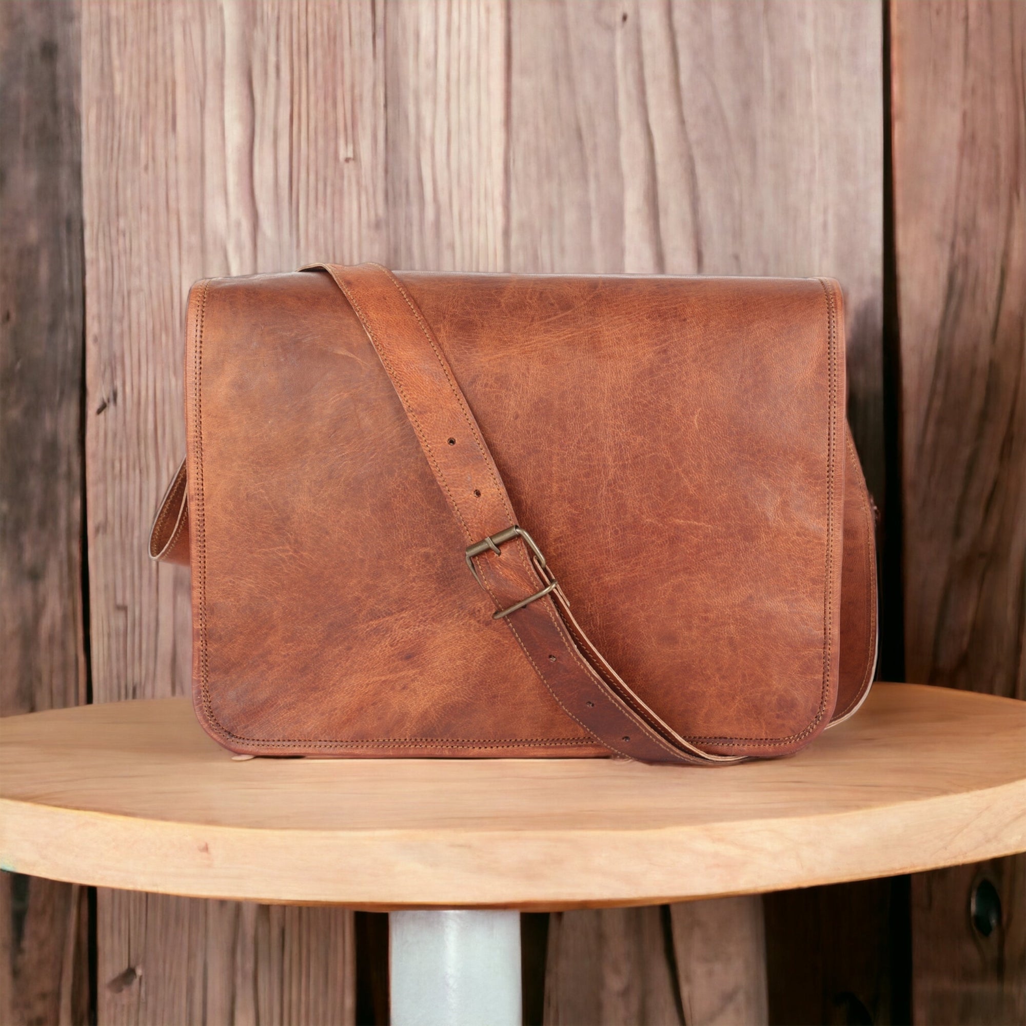 Leather Messenger Crossbody Satchel Bag