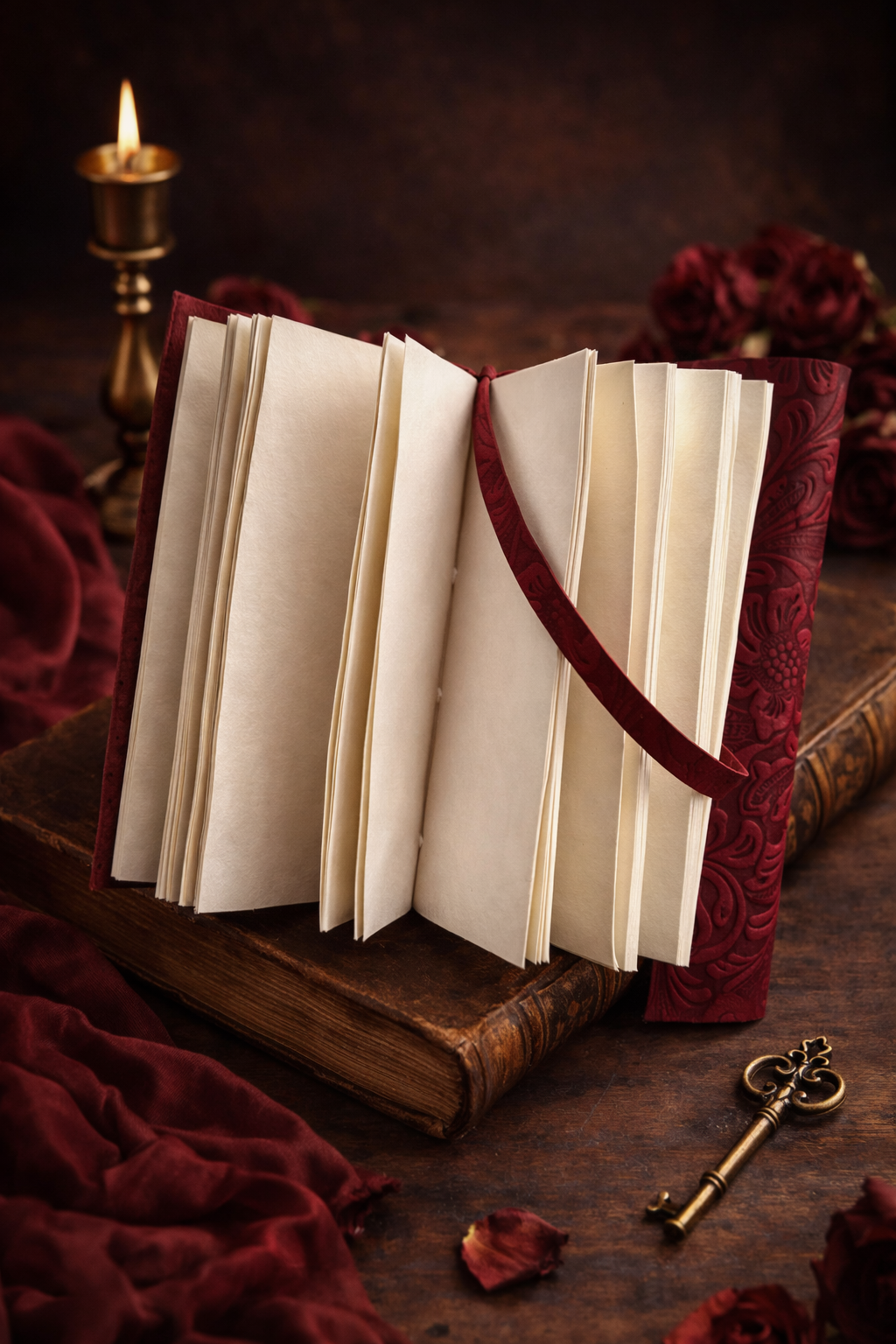Flower Embossed Deckle Leather Journal