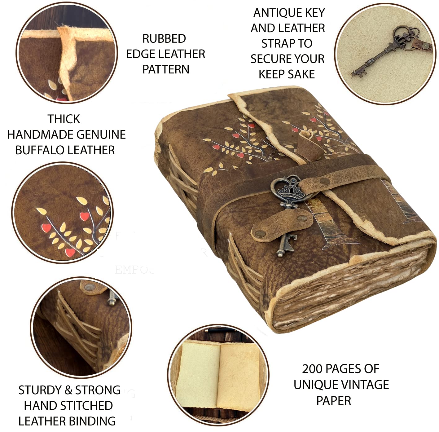 Tree Of Life Deckle Leather Journal