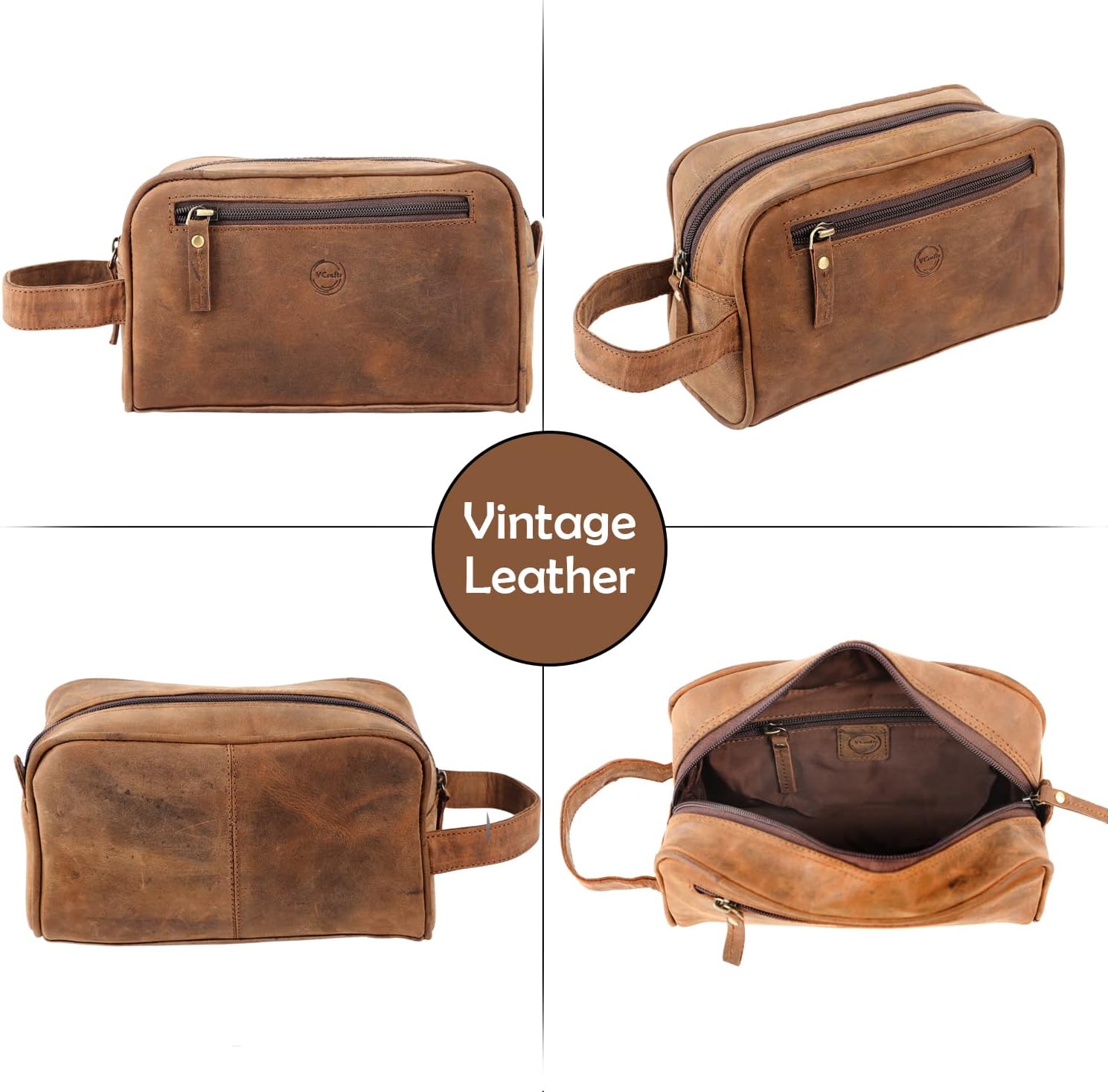 Unisex Buffalo Leather Toiletries Pouch