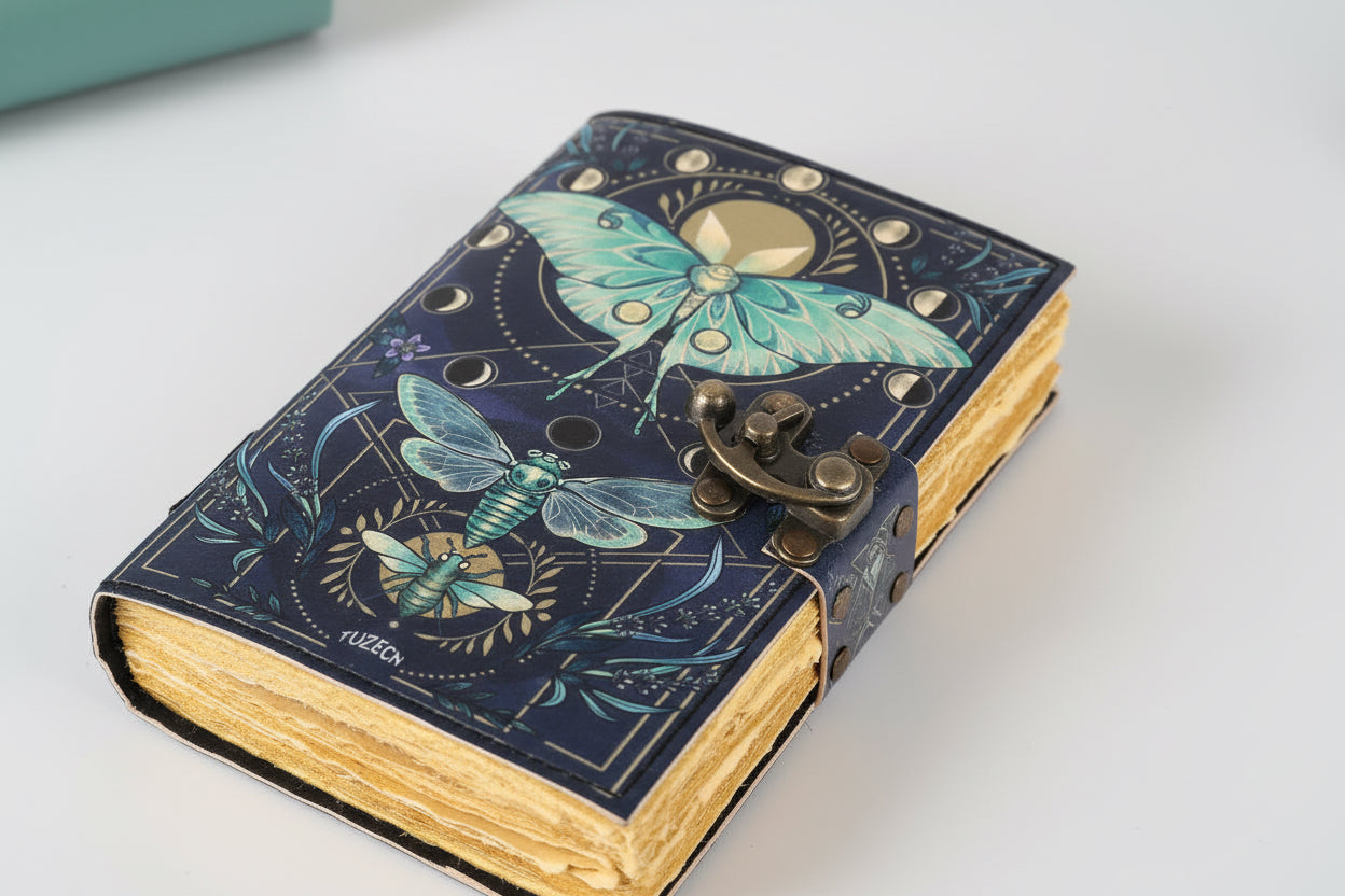 Butterfly Embossed Deckle Leather Journal