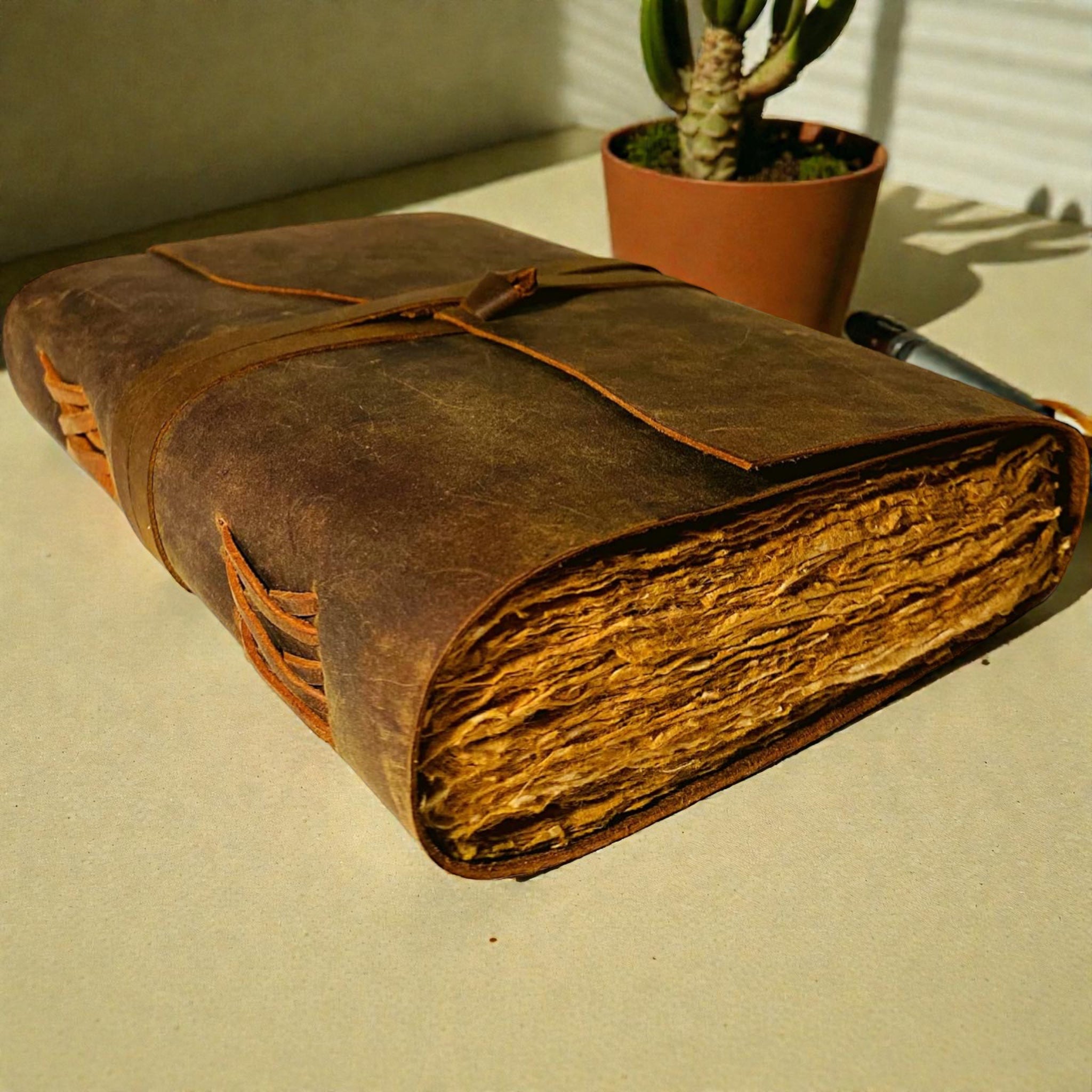 Buff leather Deckle Journal