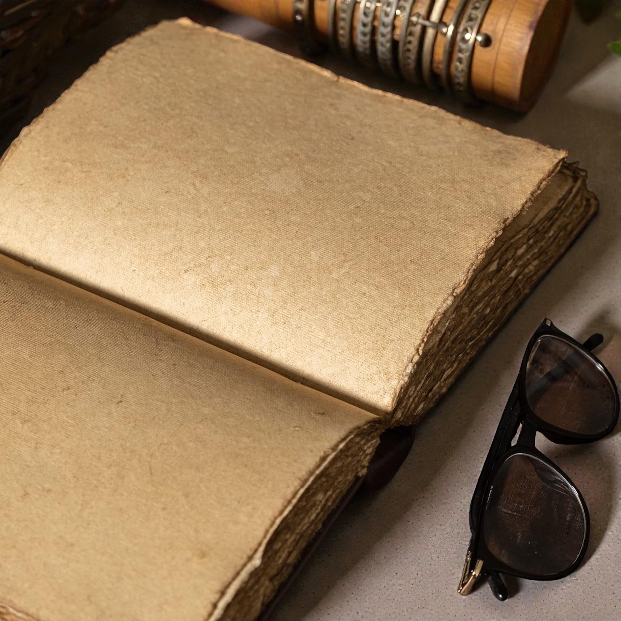 Buff leather Deckle Journal