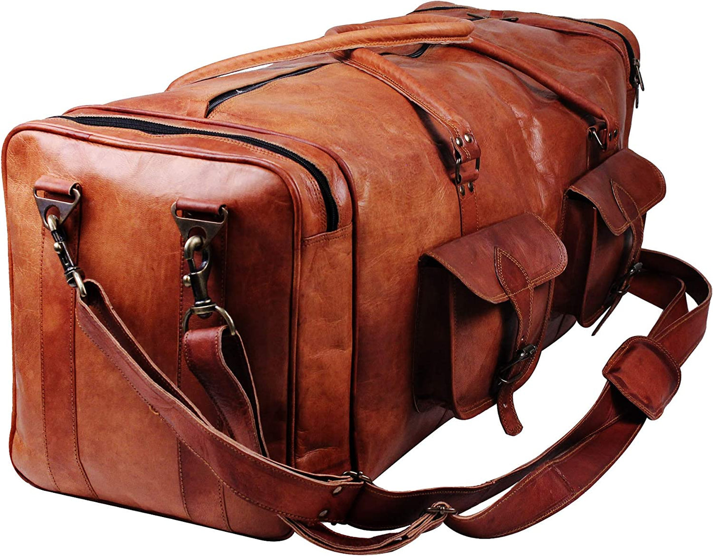 Genuine Leather Weekender Travel Duffle Bag Large Size