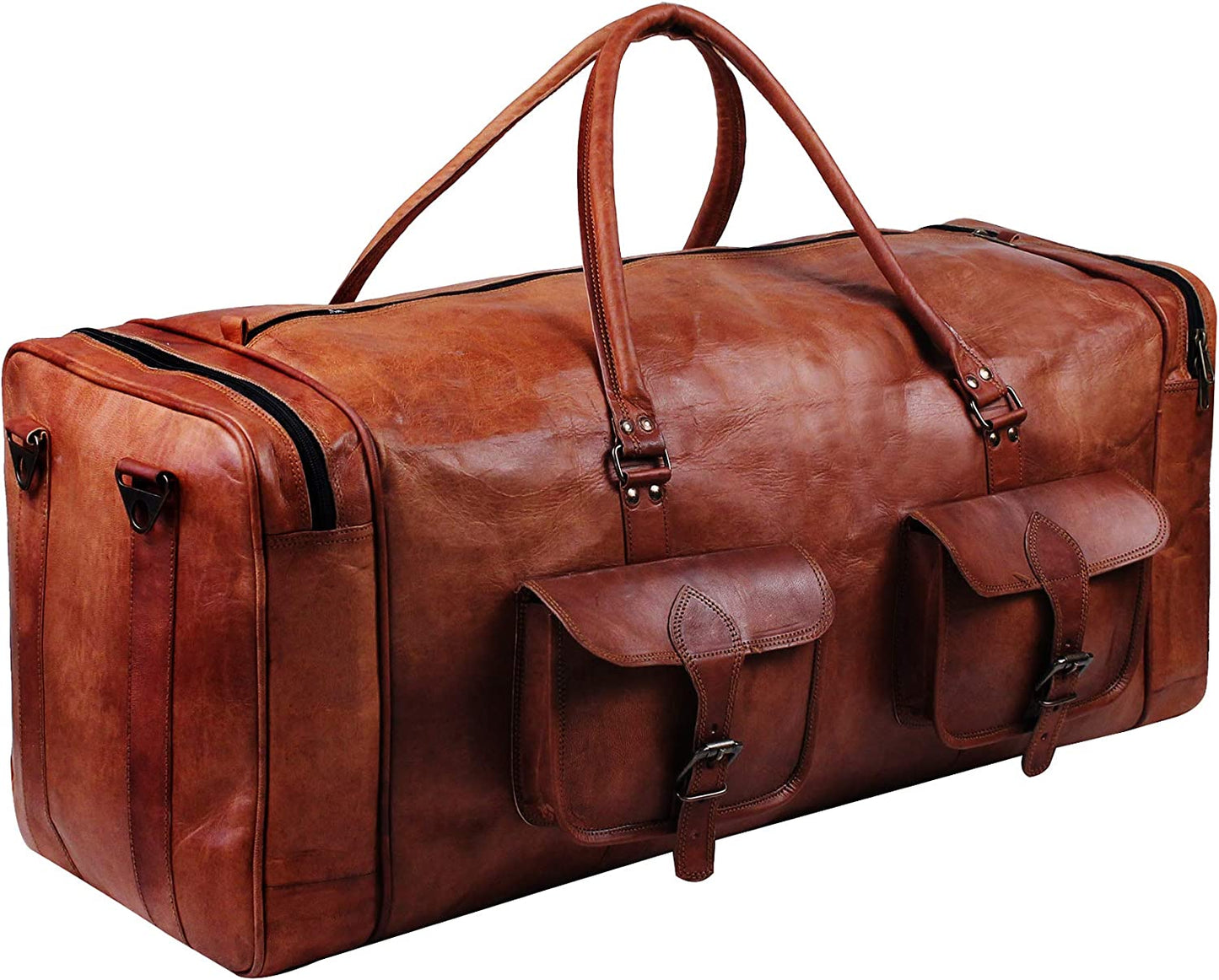 Genuine Leather Weekender Travel Duffle Bag Large Size
