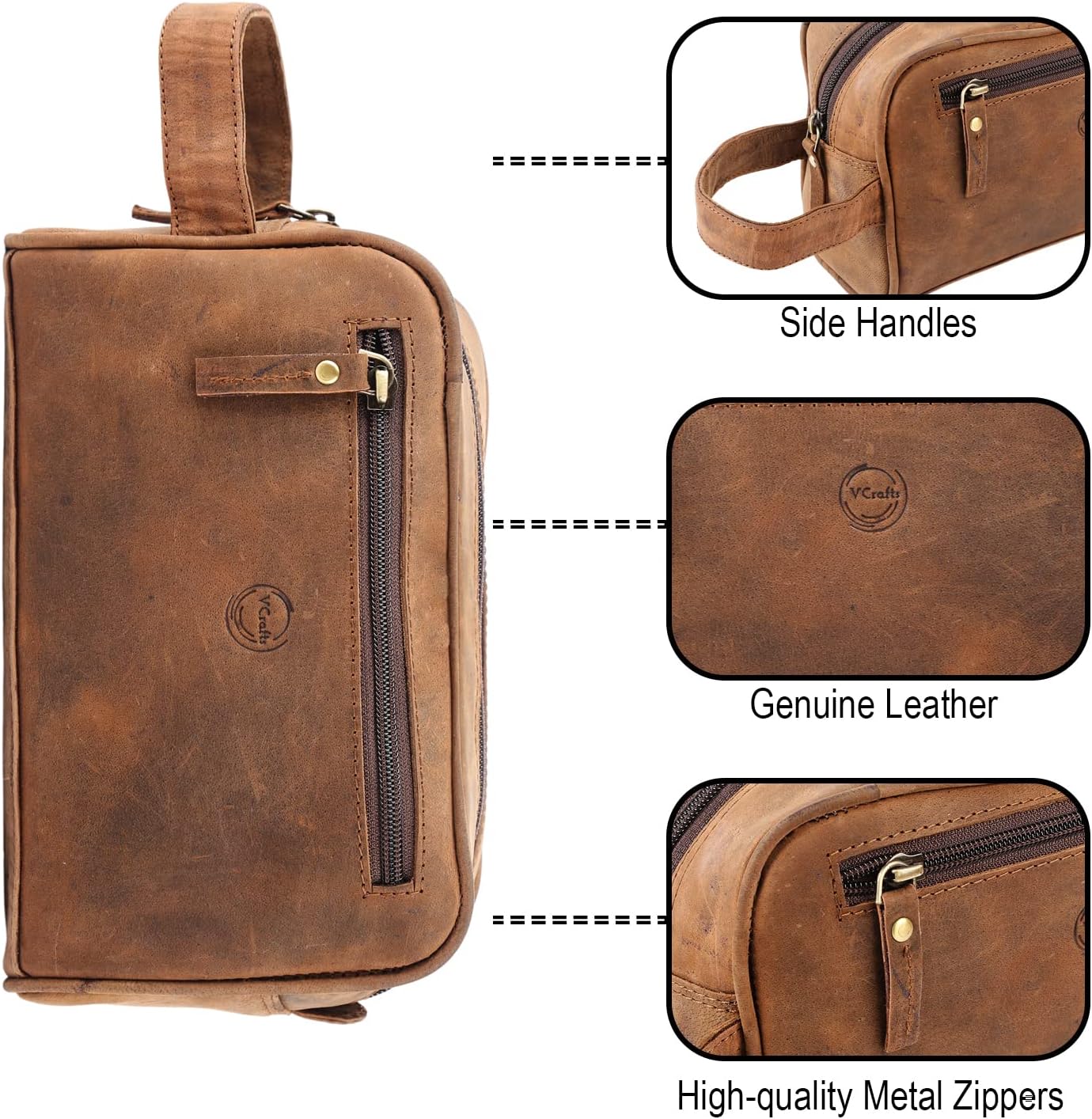 Unisex Buffalo Leather Toiletries Pouch