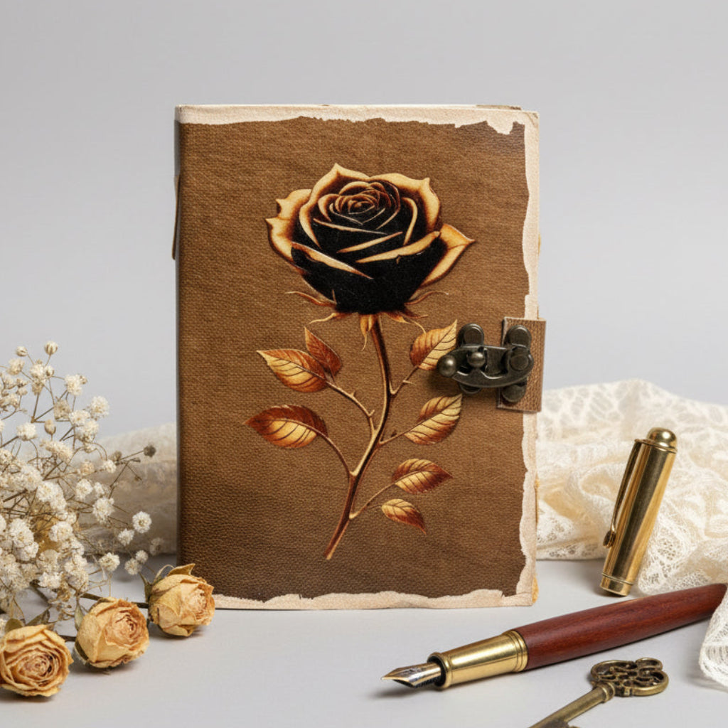 Rose Deckle Leather Journal