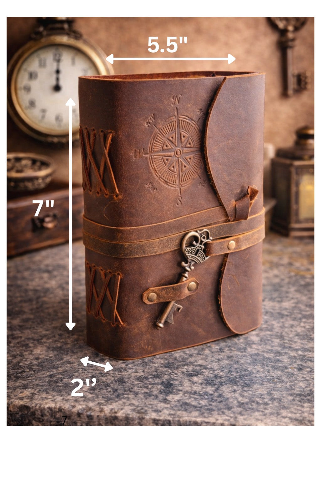 Compass Leather Deckle Journal