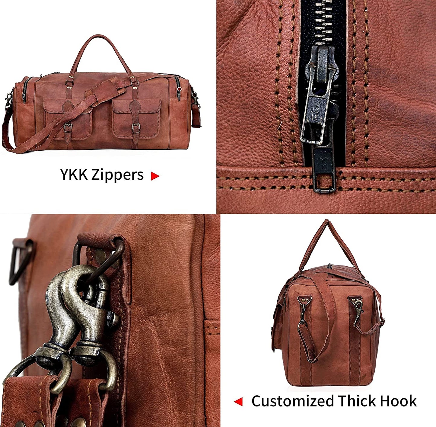 Genuine Leather Weekender Travel Duffle Bag Large Size