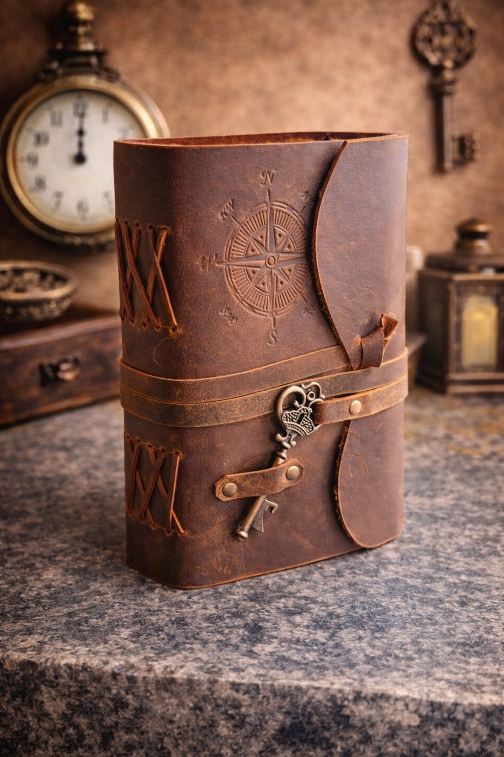 Compass Leather Deckle Journal