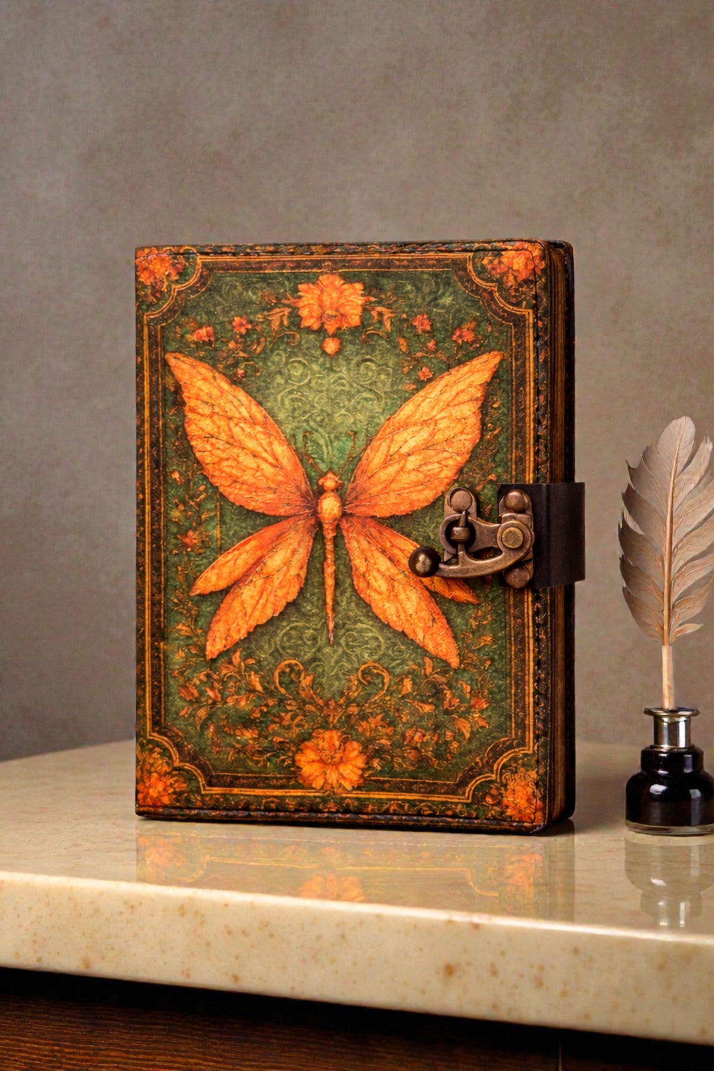 Butterfly Leather Deckle Journal