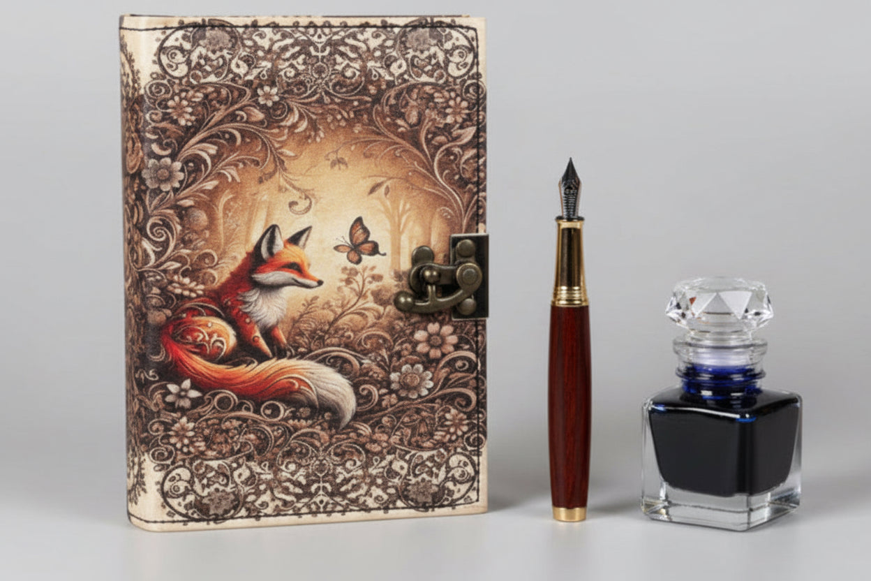 Fox Embossed Deckle Leather Journal