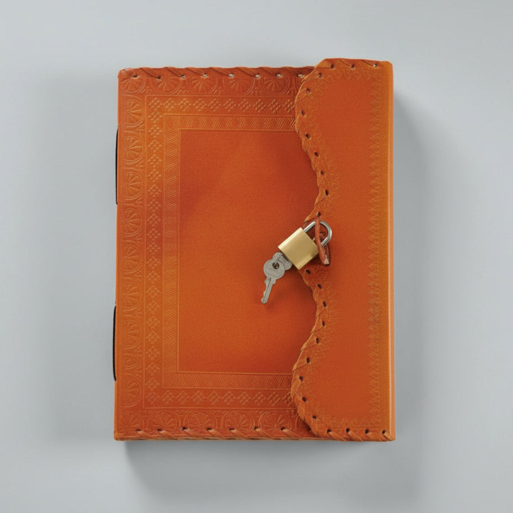 Handmade Leather Writing Orange Leather Journal