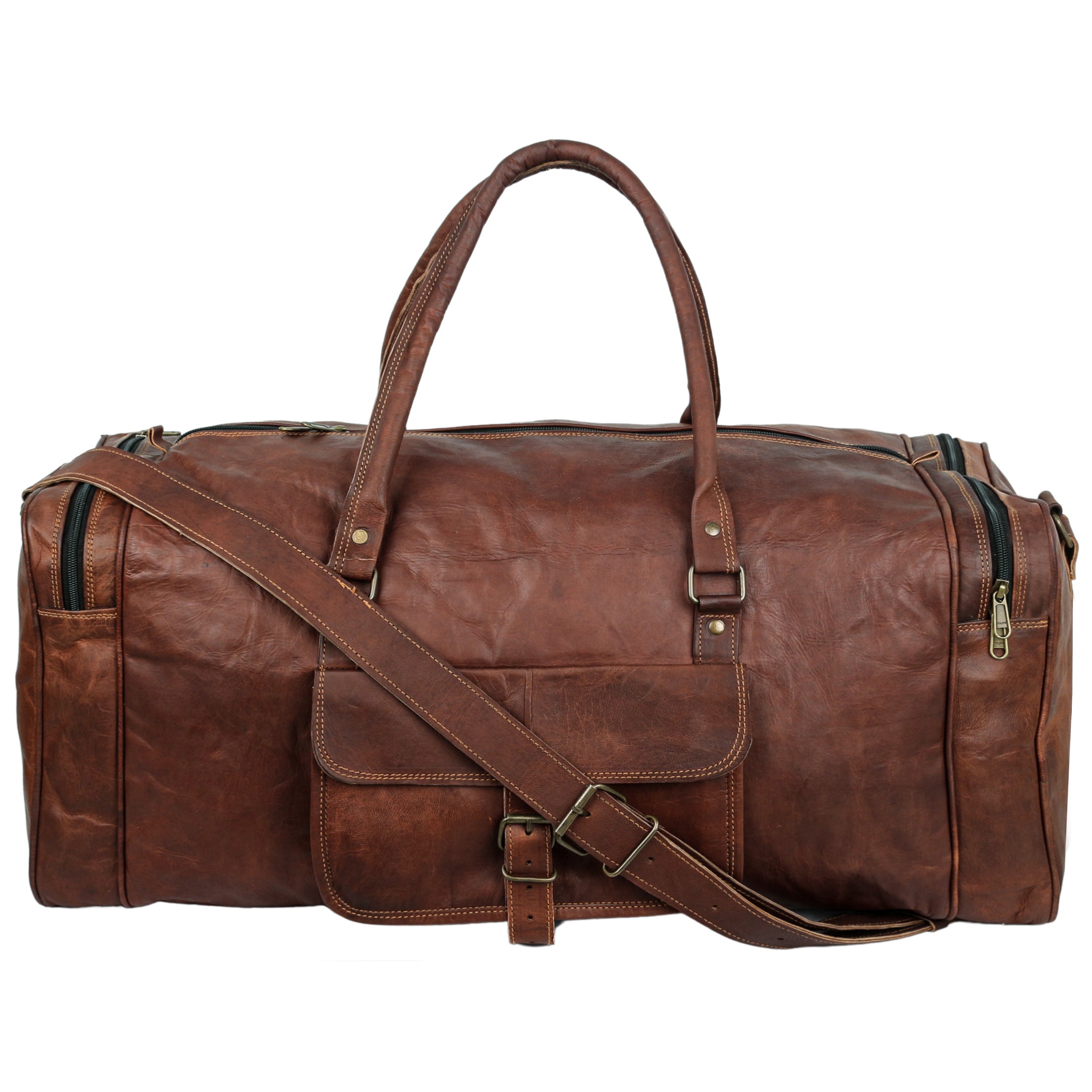 Leather Weekender Travel Duffle Bag