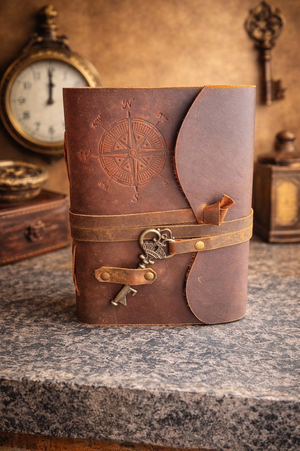 Compass Leather Deckle Journal