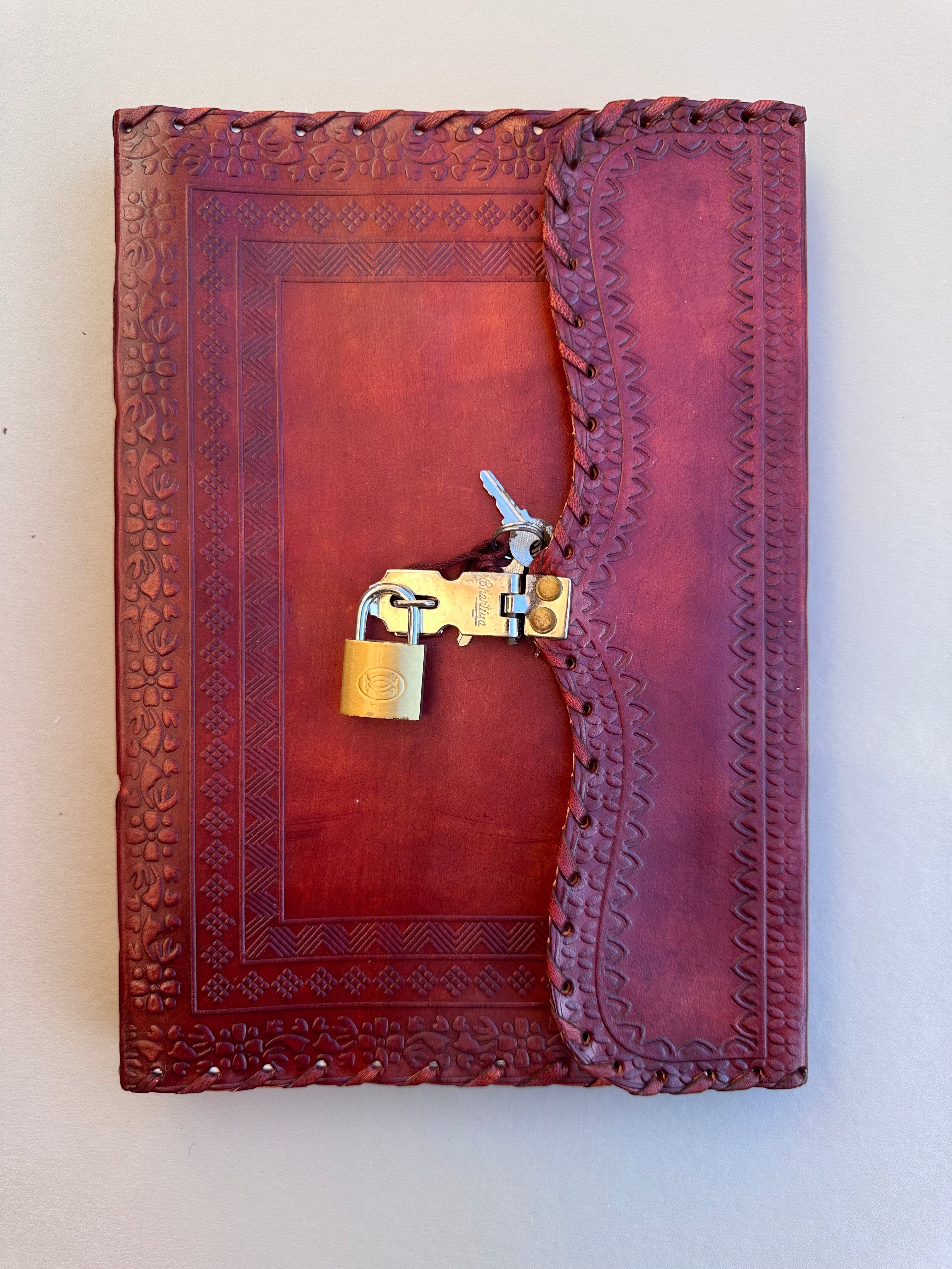 Handmade Leather Brown Lock Journal