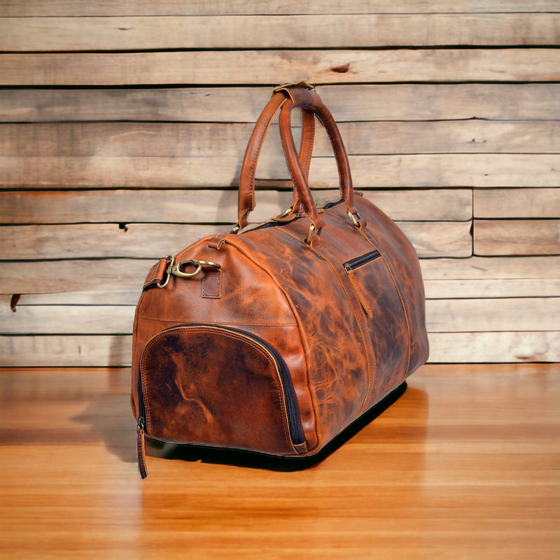 Genuine Leather Travel Duffle Weekender Bag