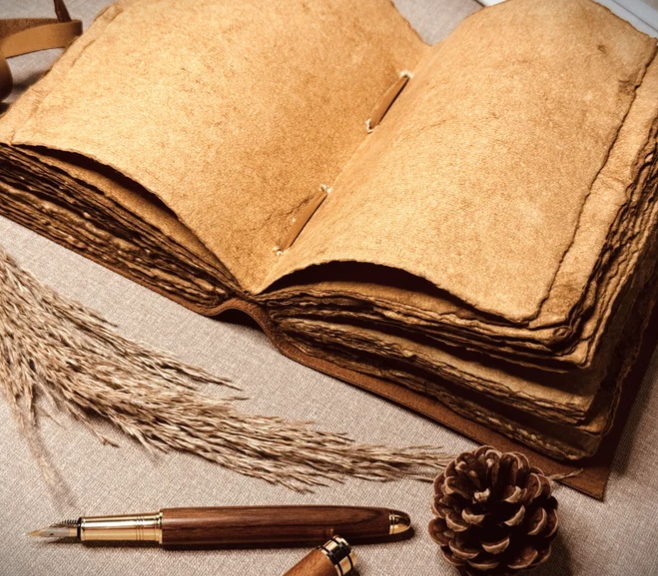 Vintage Rustic Leather Deckle Edge Paper