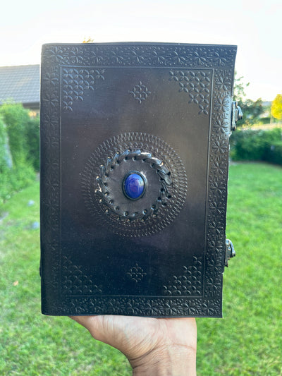 Black Blue Stone Leather Journal