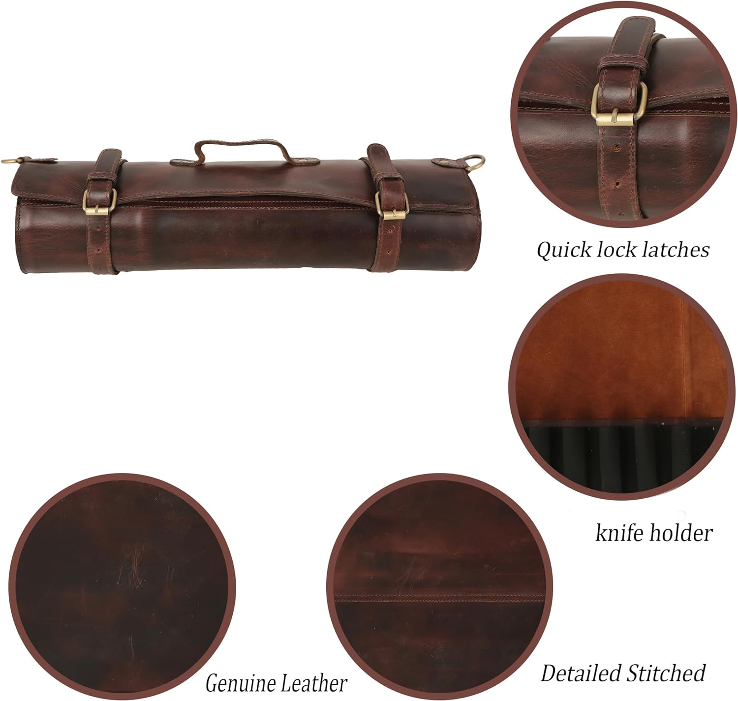 Buffalo Leather Chef's Knife Roll Set