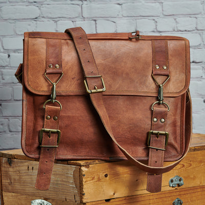Handmade Leather Satchel Messenger Laptop Bag