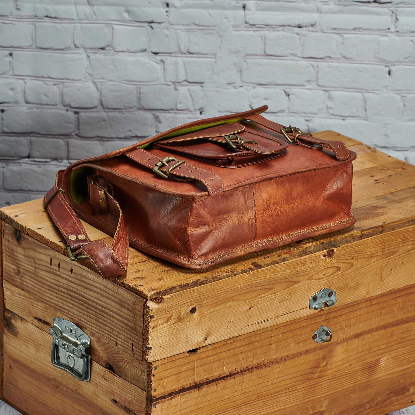Genuine Leather Satchel Messenger Bag