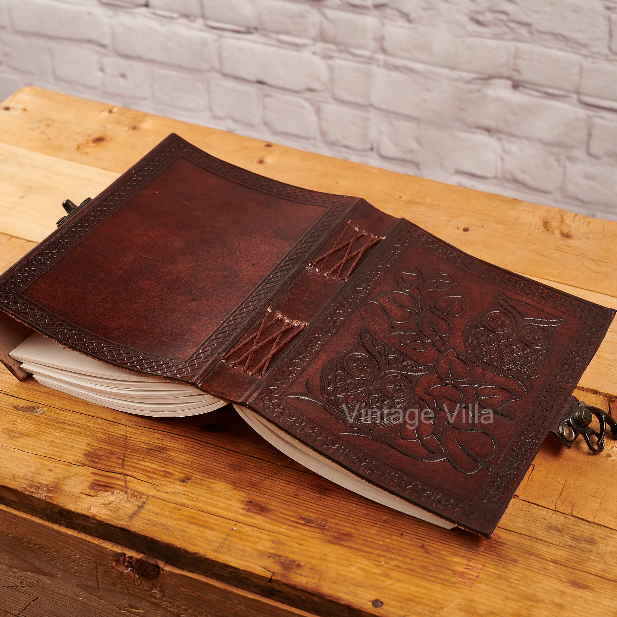 Handmade Leather Owl Journal
