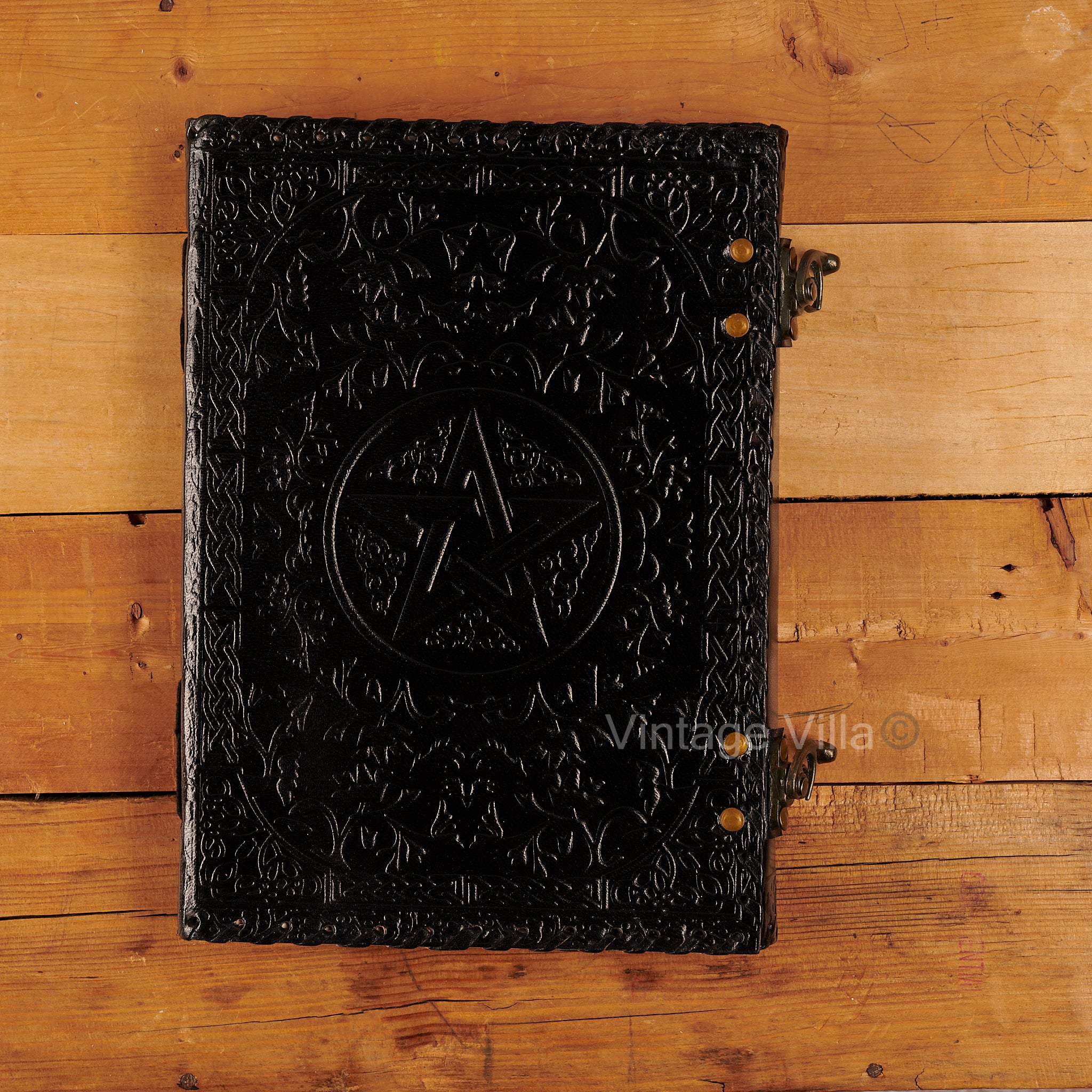 Star Embossed Design Handmade Leather Journal