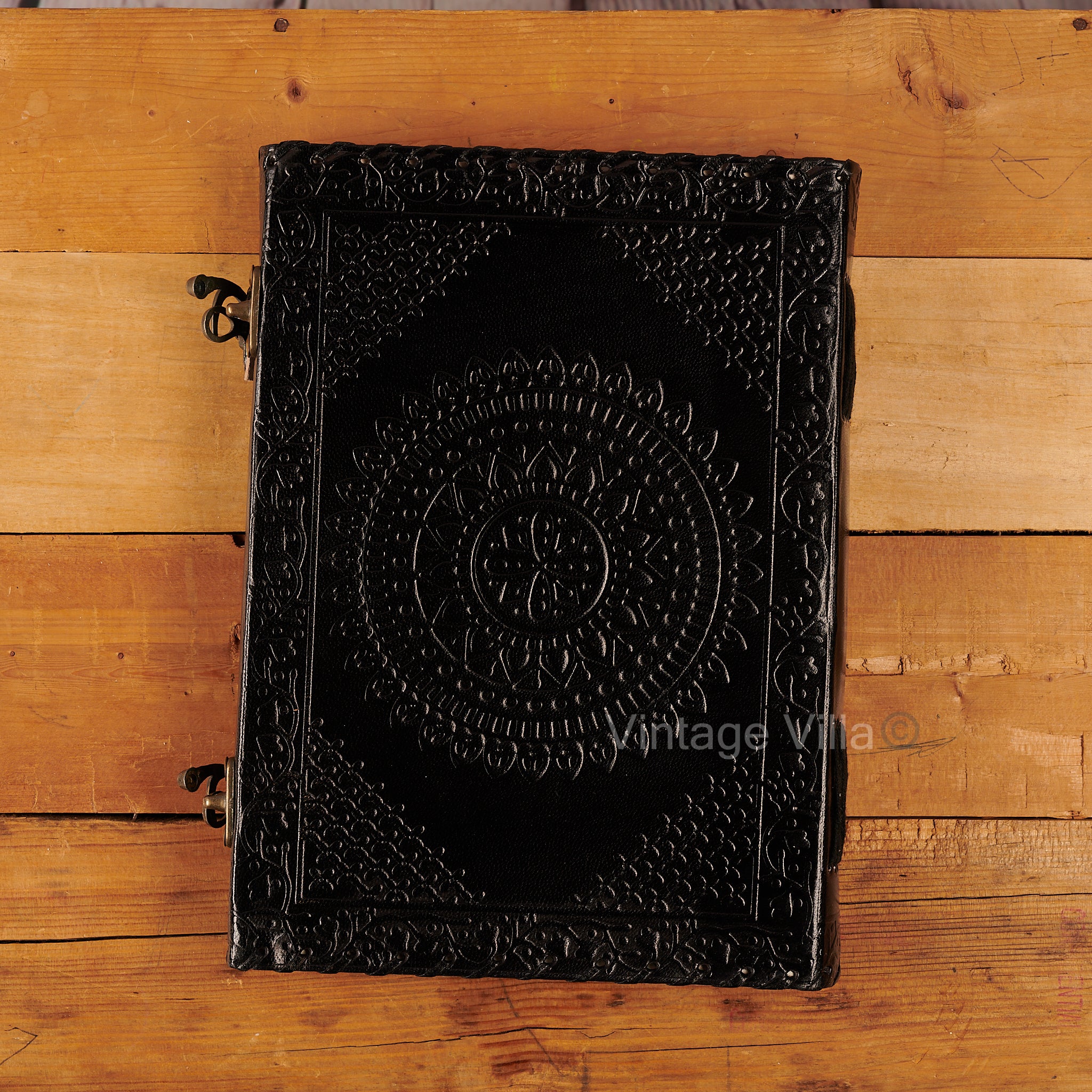 Star Embossed Design Handmade Leather Journal