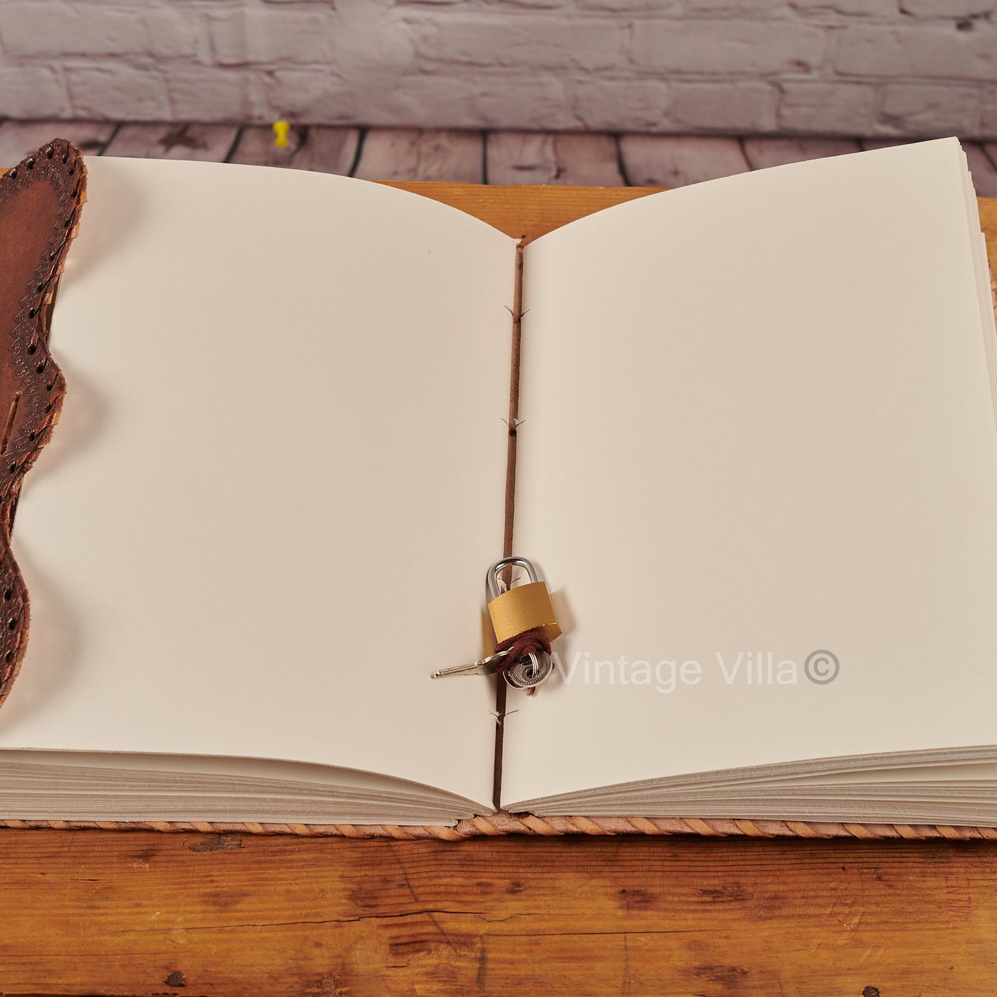 Handmade Leather Brown Lock Journal