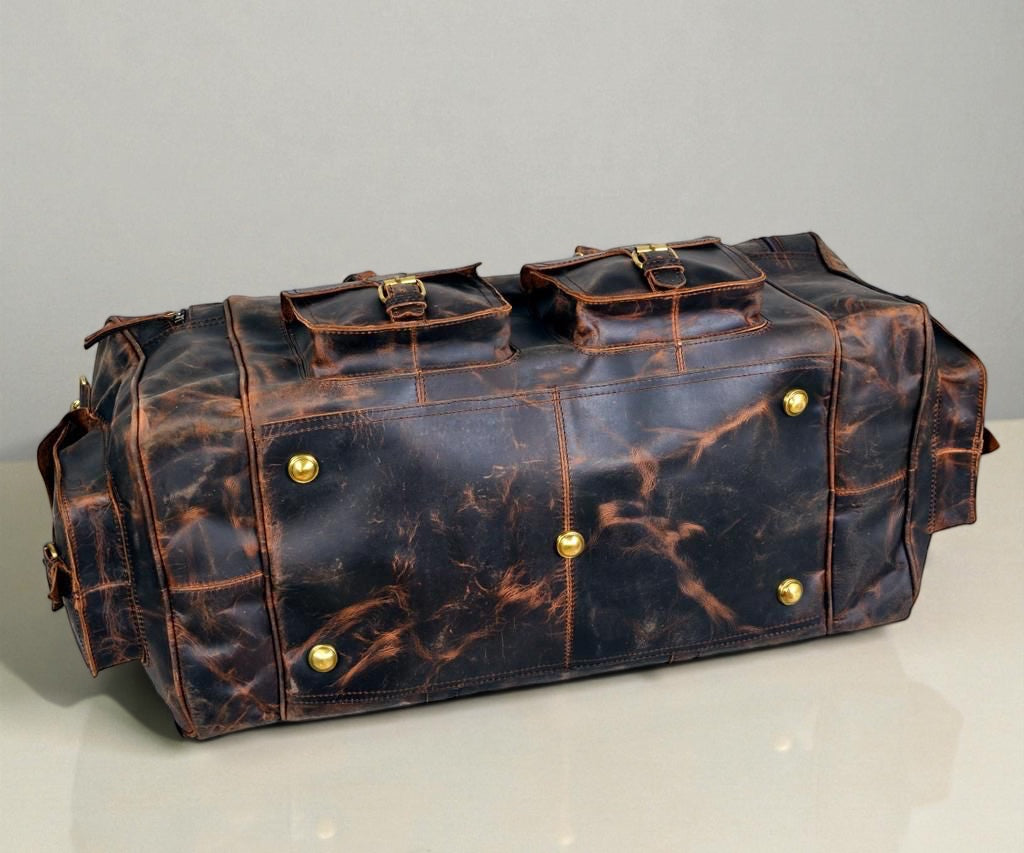 Full Grain Leather Weekender Duffle Bag
