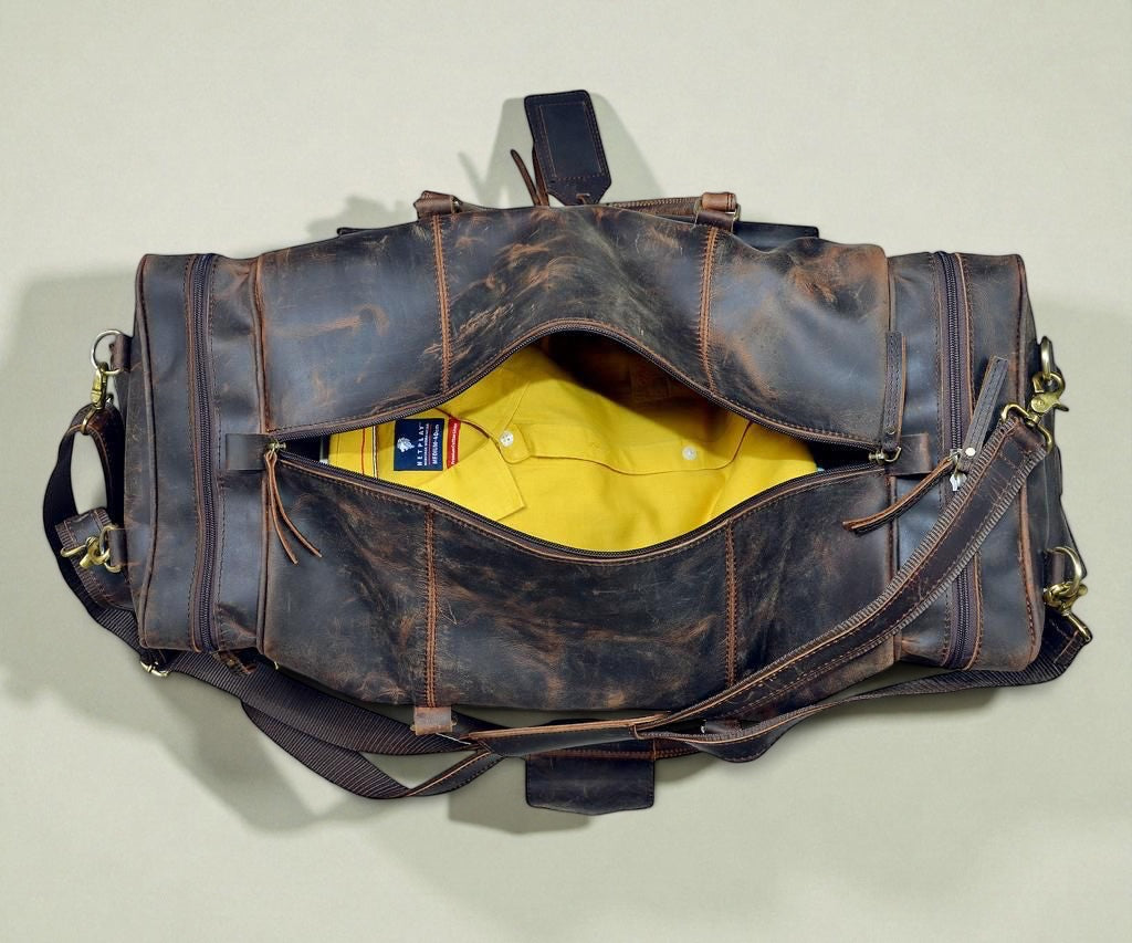 Full Grain Leather Weekender Duffle Bag
