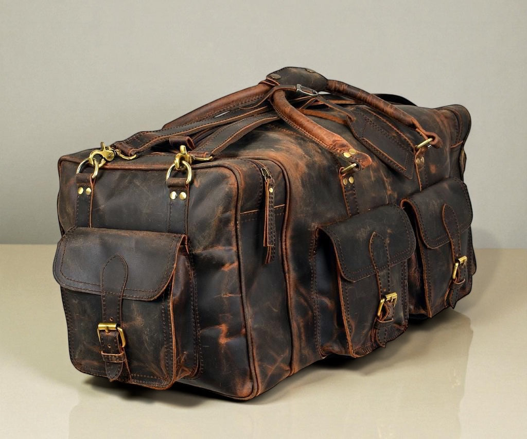 Full Grain Leather Weekender Duffle Bag