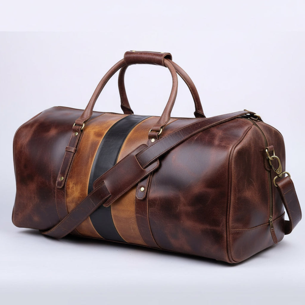 Full Grain Leather Duffle Bag + FREE Leather Pouch